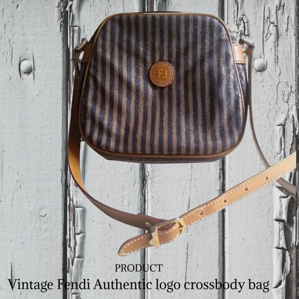 Fendi Vintage Striped Brown Tan  Cross Body Bag